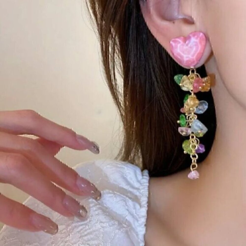 Dangle Earrings Sweet Heart Design Match Daily Outfits Party Accessories - Picture 3 of 8